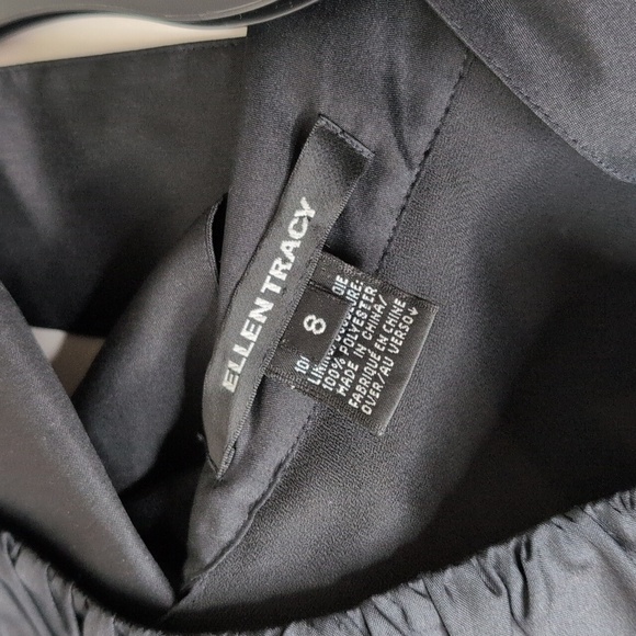 Ellen Tracy Silk Bubble Hem Sleeveless Tie Back Minimalist Dress Black 8 - Picture 9 of 12